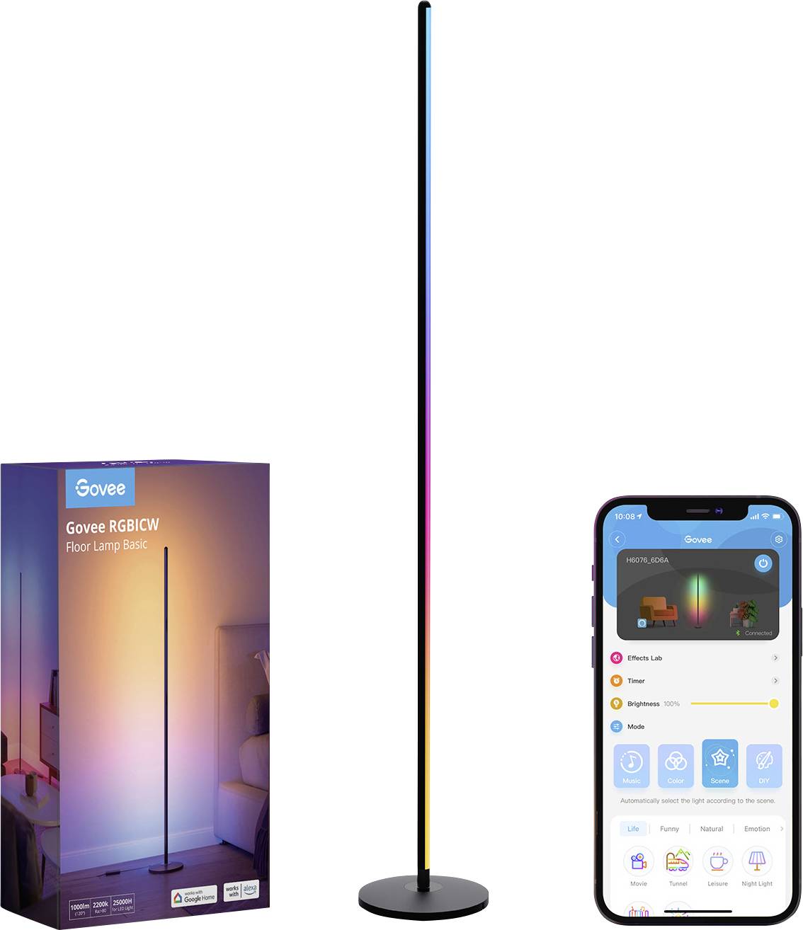 Govee Smart Corner Floor Lamp H6076312 LED-Stehlampe EEK: G (A - G) 24W LED Schwarz