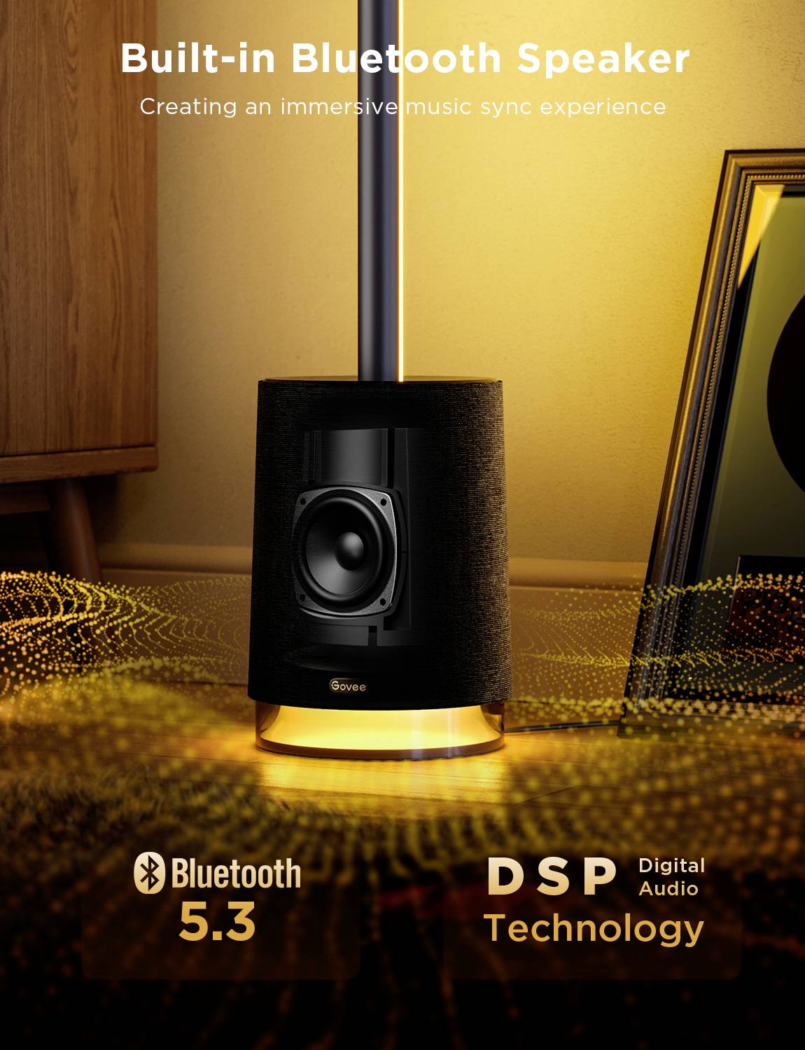 Govee Lyra Corner Floor Lamp with Speaker black H6079312 LED-Stehlampe Lavalampenleuchtmittel Schwarz