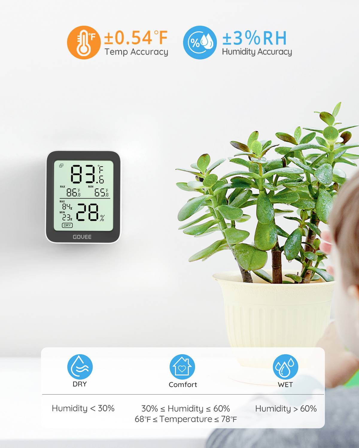 Govee Bluetooth Thermometer Hygrometer with Screen Funk-Thermo-/Hygrometer H5075001