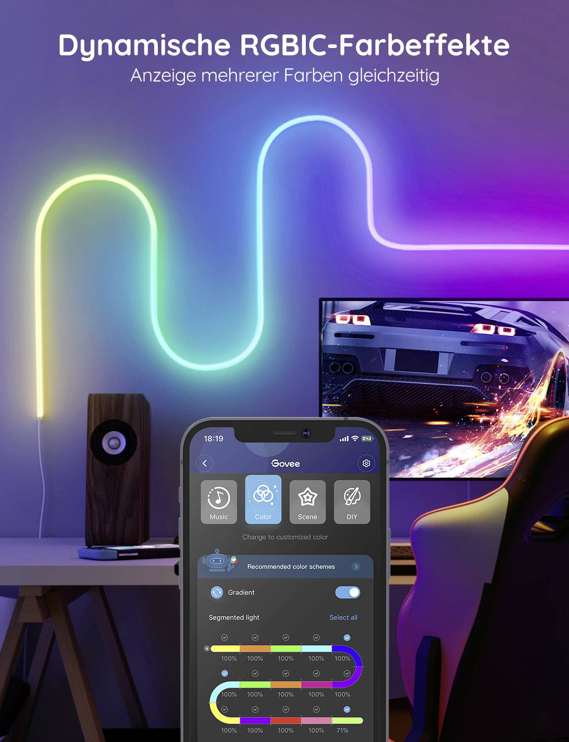 Govee RGBIC Neon Rope Light - 2m H61A1 LED-Streifen-Komplettset EEK: G (A - G) 2m 1St.