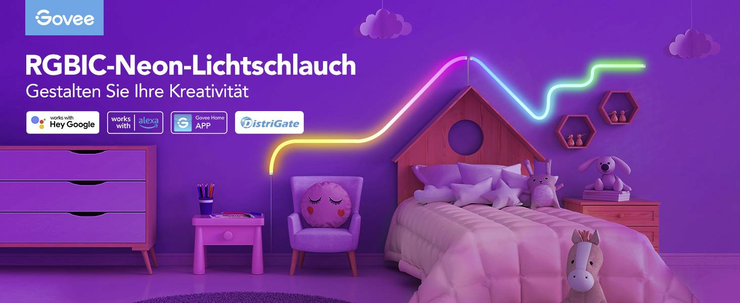 Govee RGBIC Neon Rope Light - 2m H61A1 LED-Streifen-Komplettset EEK: G (A - G) 2m 1St.
