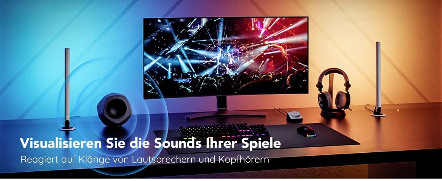 Govee Gaming Smart Light Bars H6047 LED-Tischlampe EEK: G (A - G) 24 W LED Weiß, Schwarz