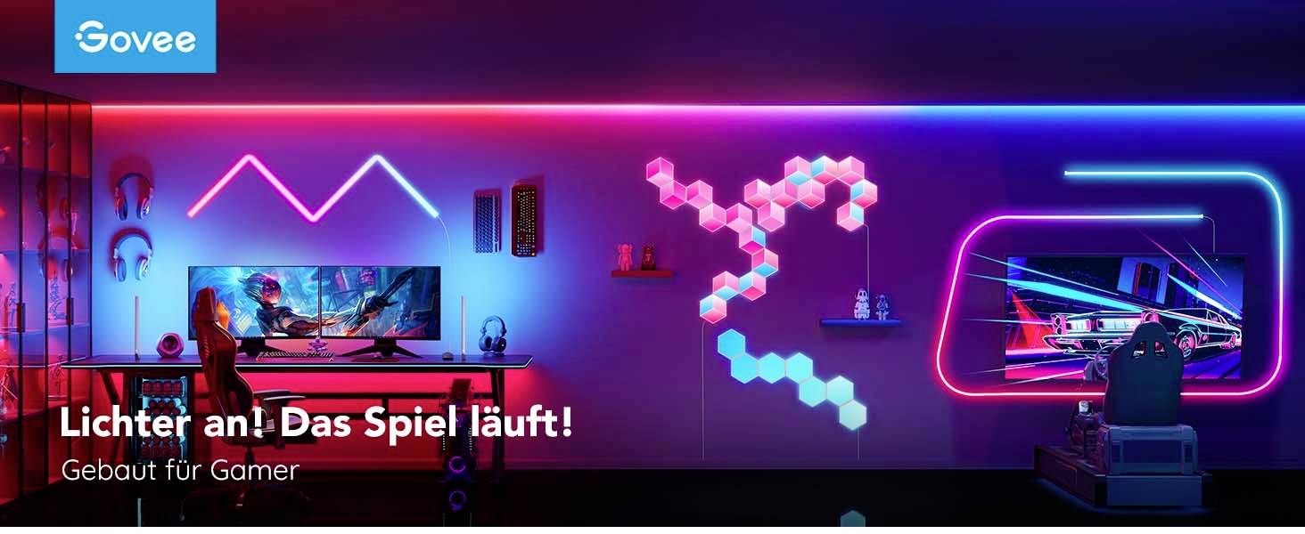 Govee Gaming Smart Light Bars H6047 LED-Tischlampe EEK: G (A - G) 24 W LED Weiß, Schwarz