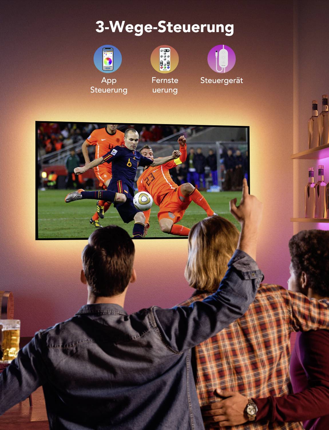 Govee RGB Bluetooth LED Backlight for 46”- 60” TVs H6179 LED-Streifen-Komplettset mit USB-Anschluss 5V RGB 1 Set