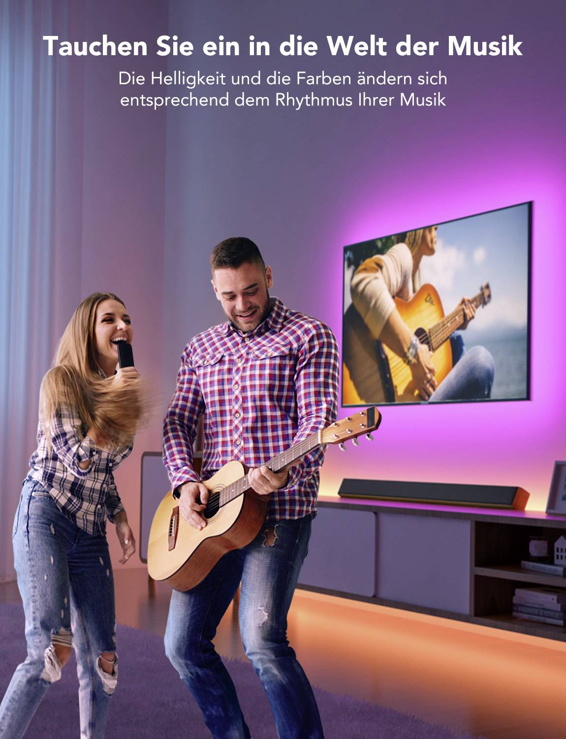 Govee RGB Bluetooth LED Backlight for 46”- 60” TVs H6179 LED-Streifen-Komplettset mit USB-Anschluss 5V RGB 1 Set