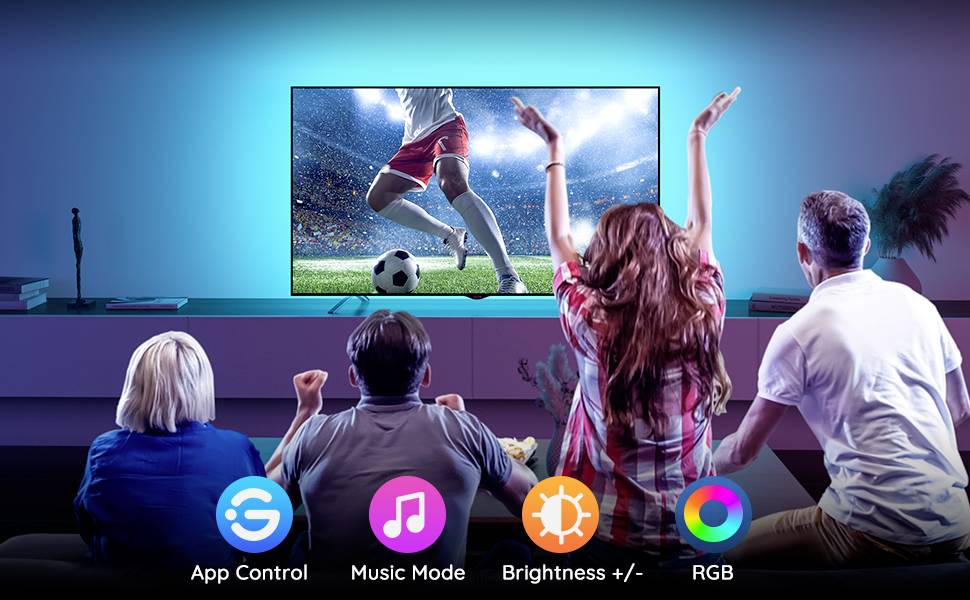 Govee RGB Bluetooth LED Backlight for 46”- 60” TVs H6179 LED-Streifen-Komplettset mit USB-Anschluss 5V RGB 1 Set