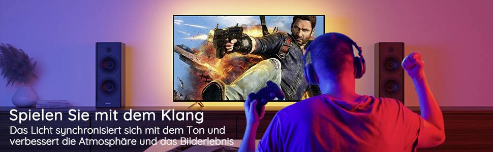 Govee RGB Bluetooth LED Backlight for 46”- 60” TVs H6179 LED-Streifen-Komplettset mit USB-Anschluss 5V RGB 1 Set