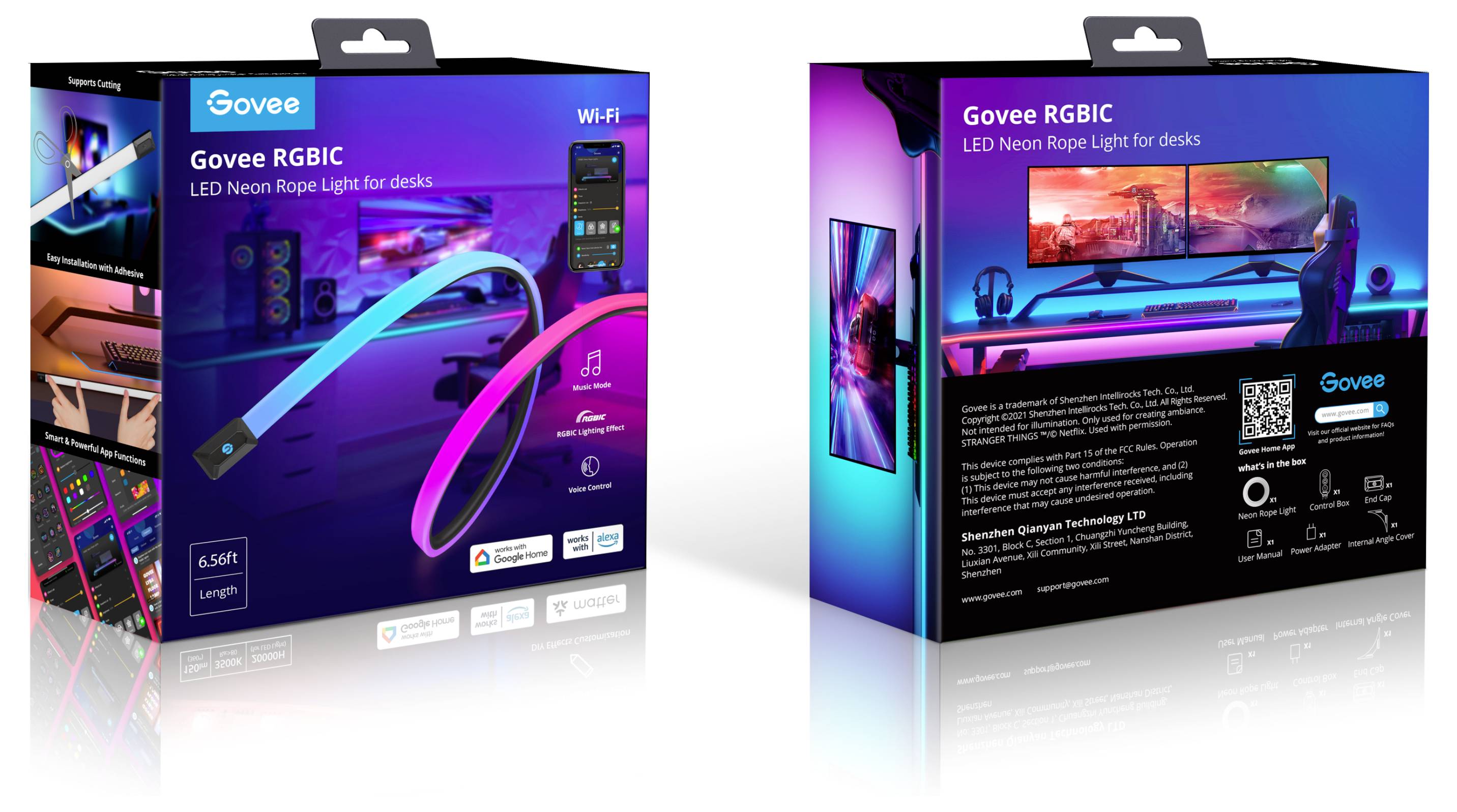 Govee Neon Gaming Table Light - 2m H61C2 LED-Streifen-Komplettset EEK: G (A - G) 24 V, 100 V, 240V RGB 1St.