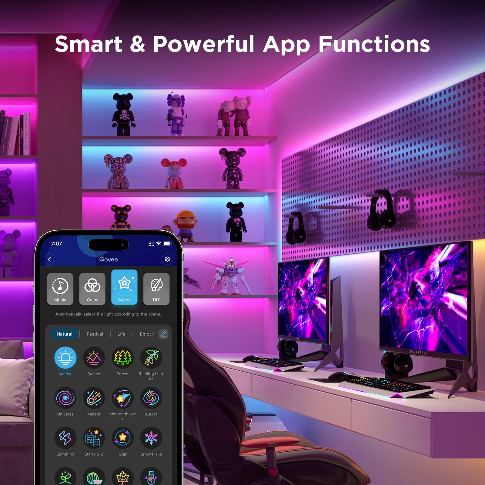 Govee LED Strip Lights Matter ready 3 Meter H612FCD1 LED-Streifen-Basisset 230 V, 24V 3m RGB 1St.