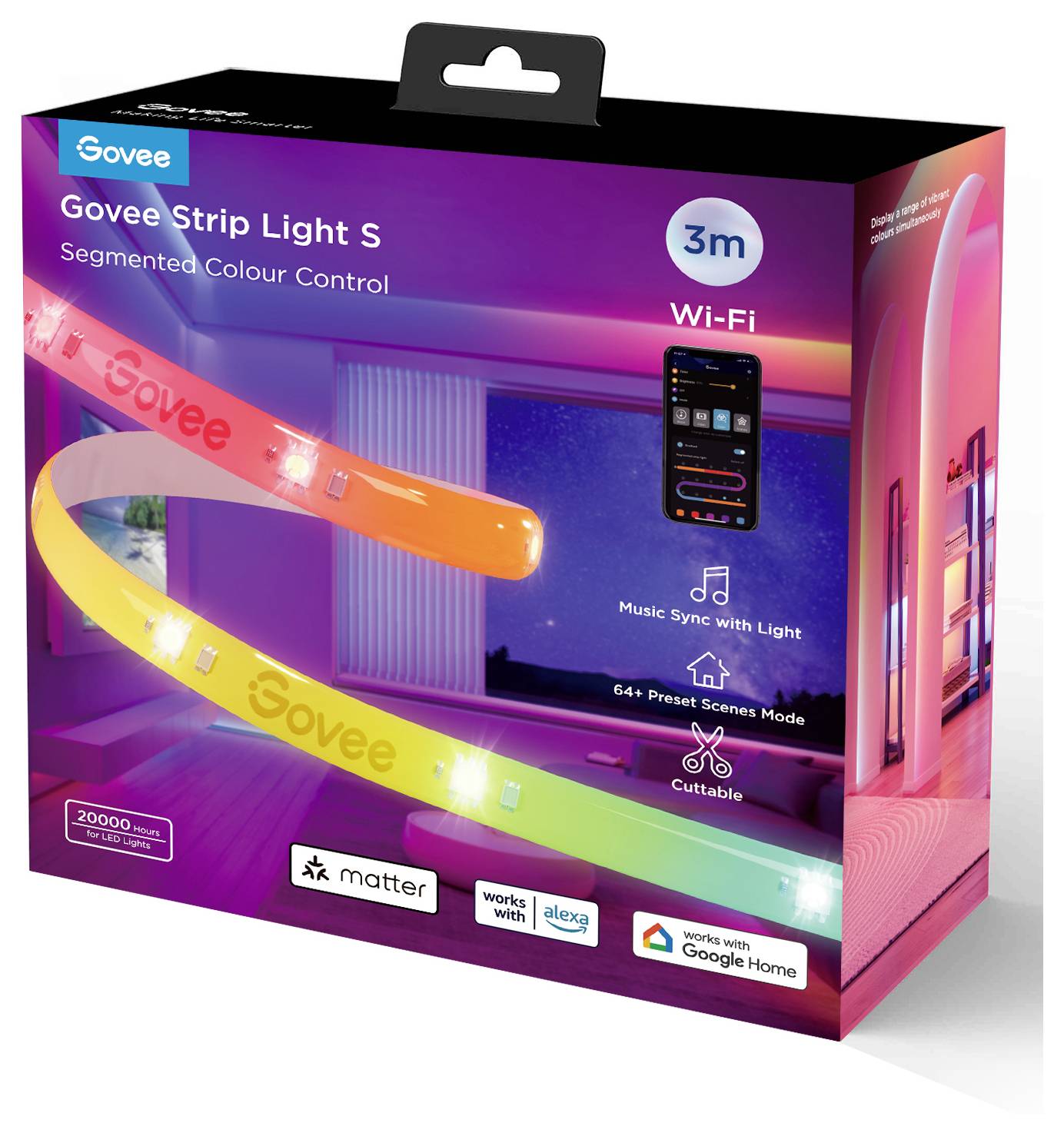 Govee LED Strip Lights Matter ready 3 Meter H612FCD1 LED-Streifen-Basisset 230 V, 24V 3m RGB 1St.