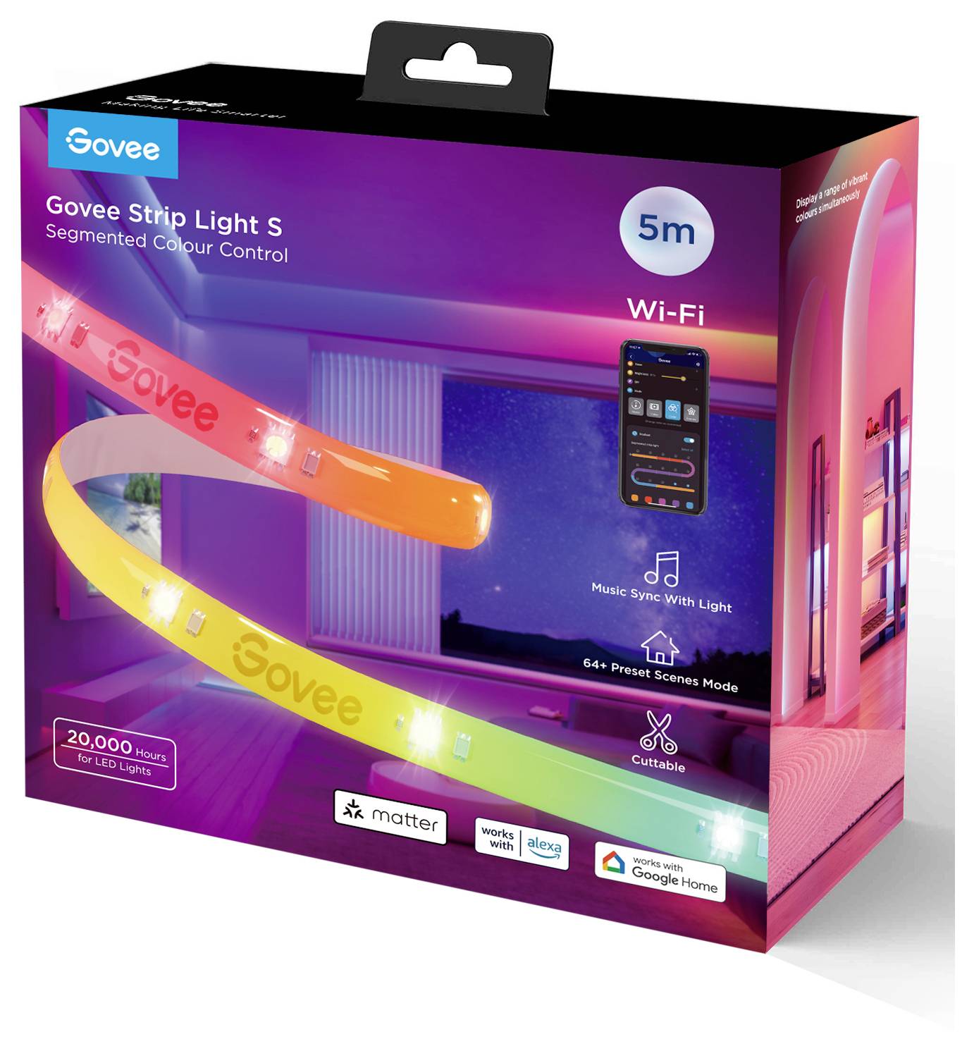 Govee LED Strip Lights Matter ready 5 Meter H612ACD1 LED-Streifen-Basisset 230 V, 24V RGB 1St.