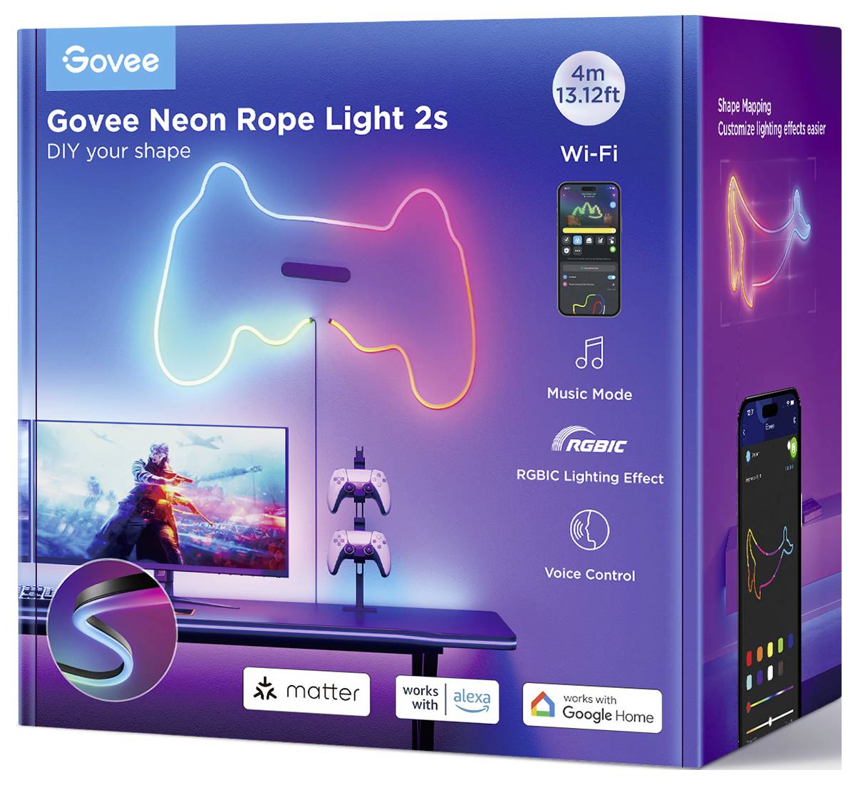 Govee Neon Strip Light 4 Meter black Matter ready H61D4C11 LED-Streifen-Basisset 100 V, 230 V, 24V 4m RGB 1St.