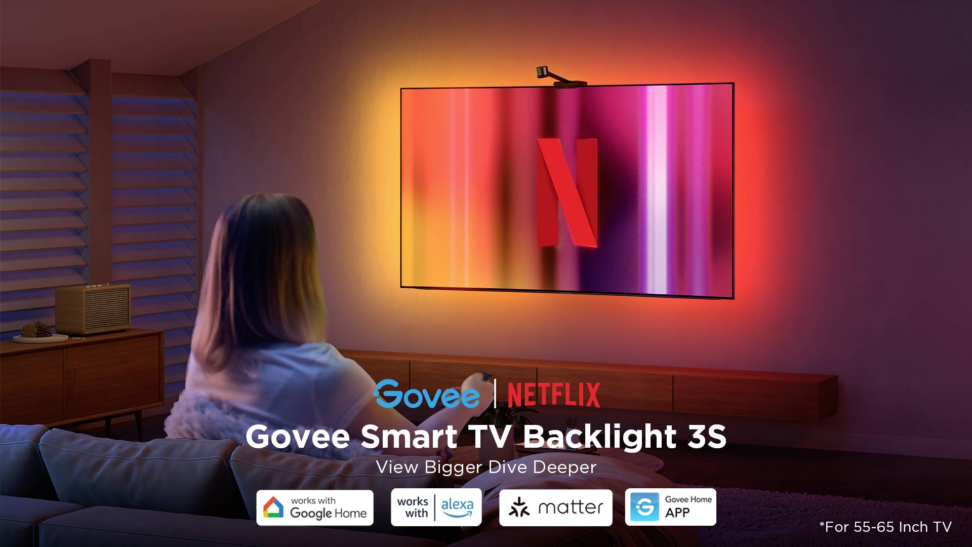 Govee Netflix Envisual TV Backlight 55~65 inch H6098CD1 LED-Lichtband 100 V, 240 V, 12V RGB 1 Set