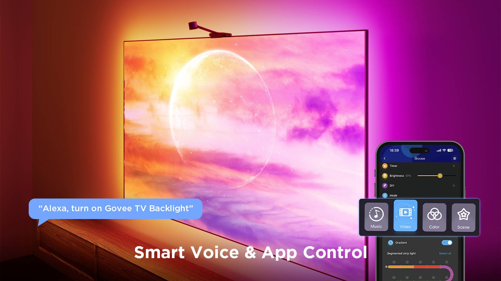Govee Netflix Envisual TV Backlight 55~65 inch H6098CD1 LED-Lichtband 100 V, 240 V, 12 V RGB 1 Set