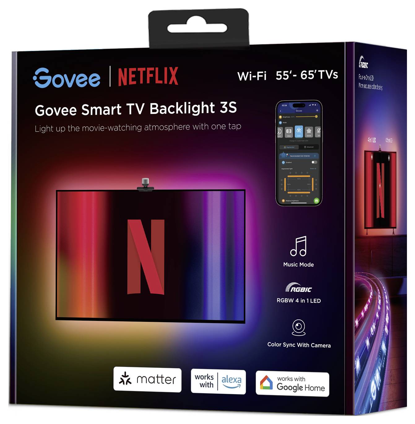 Govee Netflix Envisual TV Backlight 55~65 inch H6098CD1 LED-Lichtband 100 V, 240 V, 12V RGB 1 Set