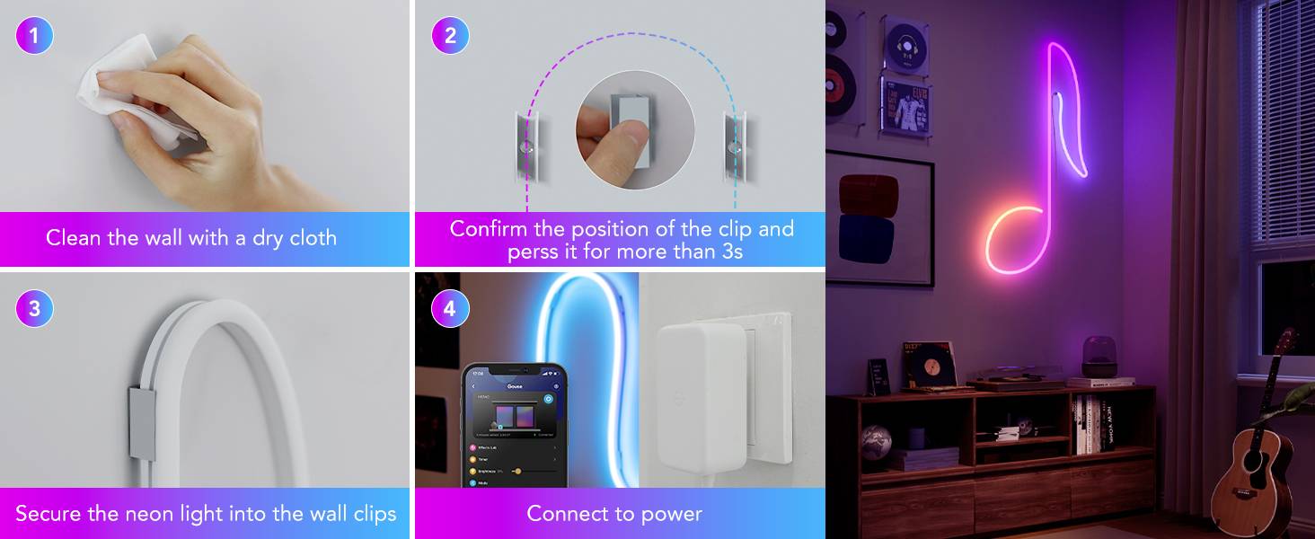 Govee H10D1000 Neon Rope Light 2 Bracket - 20 pcs- White Halteklammer Kunststoff 20St.