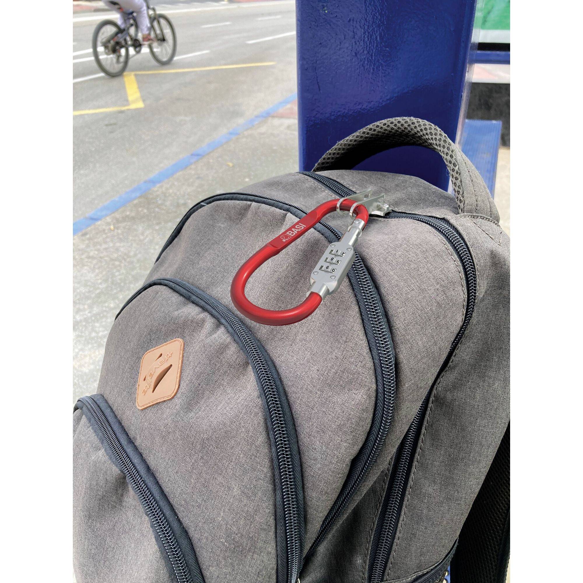 Basi 0006-0104-1400 - Karabinerhaken - Aluminium eloxiert - 3-stellige Zahlenkombination - rot - 0006-0104-1400 (Ø x L) 6mm x 95mm