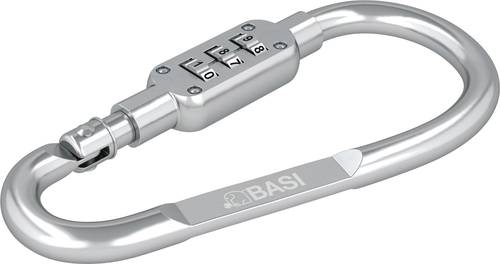 Basi 0006-0104-2600 - Karabinerhaken - Aluminium eloxiert - 3-stellige Zahlenkombination - silber -