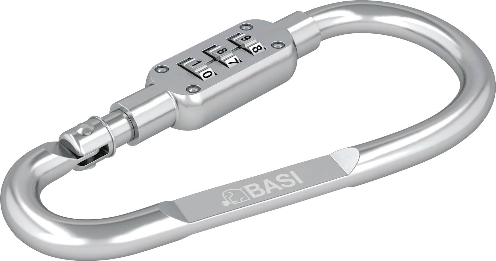 Basi 0006-0104-2600 - Karabinerhaken - Aluminium eloxiert - 3-stellige Zahlenkombination - silber - 0006-0104-2600 (Ø x L) 6mm