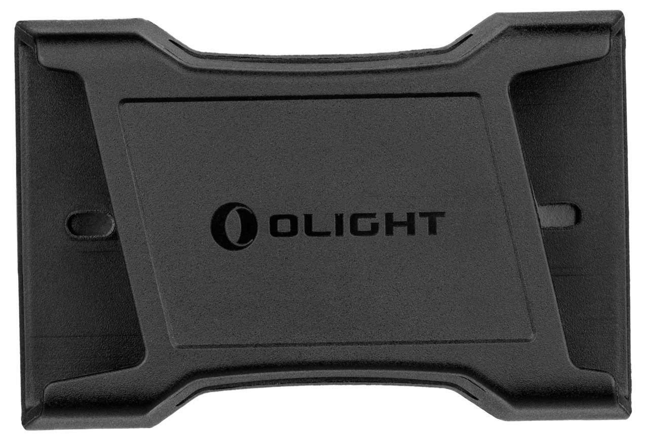 Rechteckige schwarze Halterung mit 'OLIGHT'-Logo in der Mitte. Die Halterung hat eine symmetrische Form mit abgeschrägten Ecken.