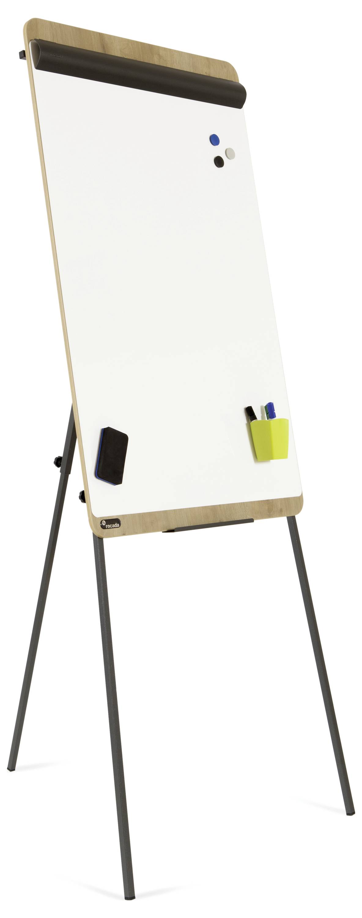 Rocada Flipchart NAT0610 (B x H) 700mm x 1900mm Holz, Eiche, Weiß (RAL 9003) abwischbar, beschriftbar, höhenverstellbar, Inkl