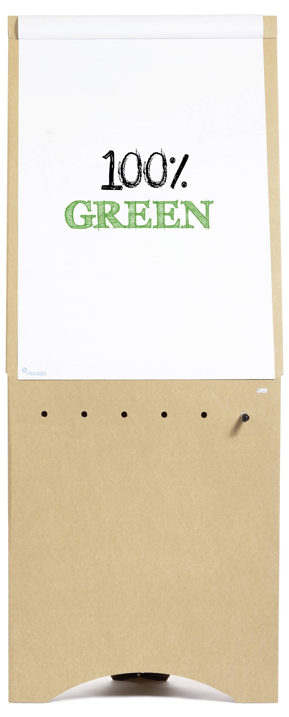 Ein Papierhandtuchspender mit der Aufschrift '100% GREEN' auf der Vorderseite, symbolisiert Umweltfreundlichkeit.