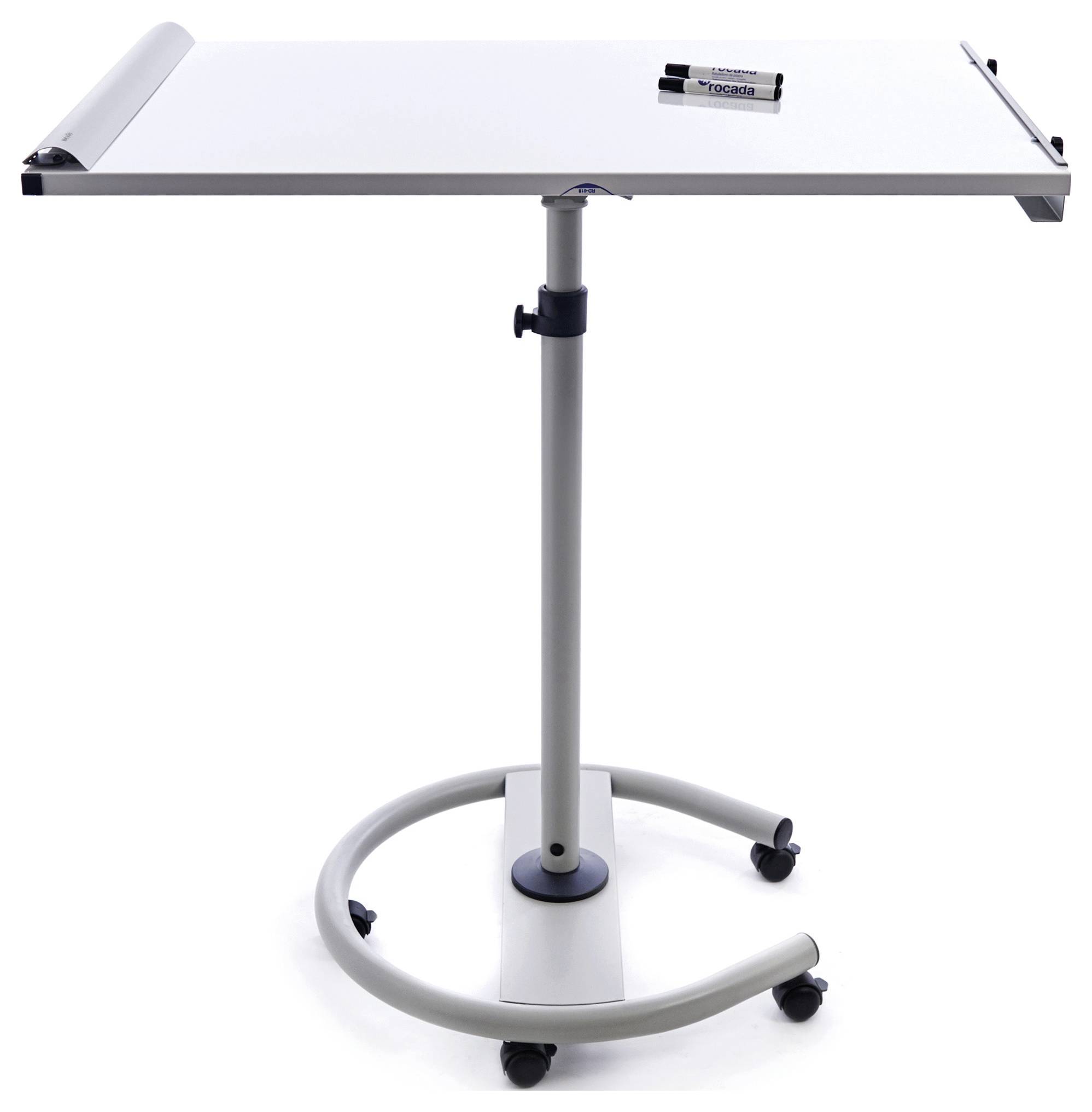 Rocada Flipchart 618 (B x H) 680mm x 1900mm Weiß, Grau abwischbar, beschriftbar, höhenverstellbar, Inkl. Ablageschale