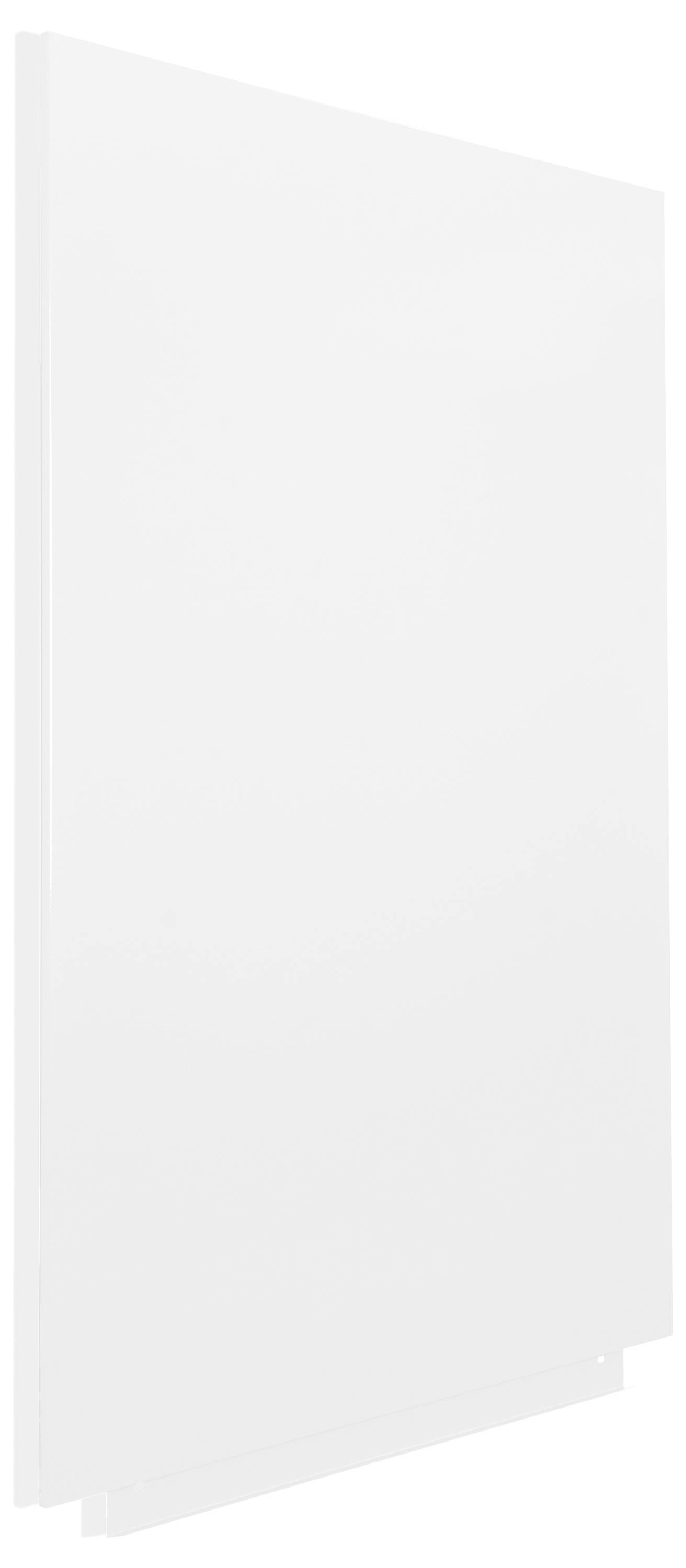 Eine weiße, unbeschriftete Tafel in vertikaler Ausrichtung, vor einem hellen Hintergrund.