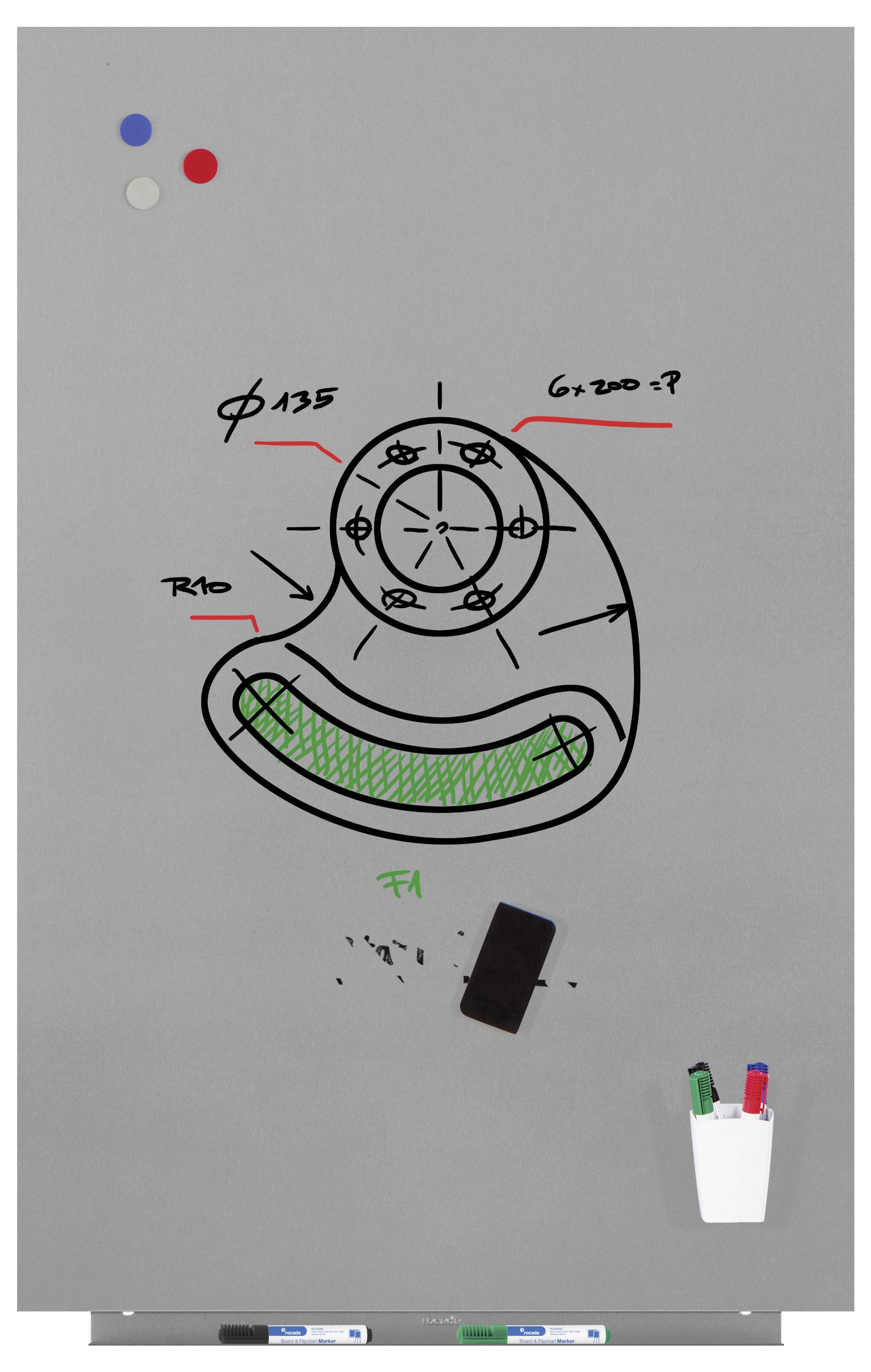 Rocada Whiteboard 6520PRO-9006 (B x H) 115cm x 75cm Grau kunststoffbeschichtet Inkl. Ablageschale, Quer- oder Hochformat