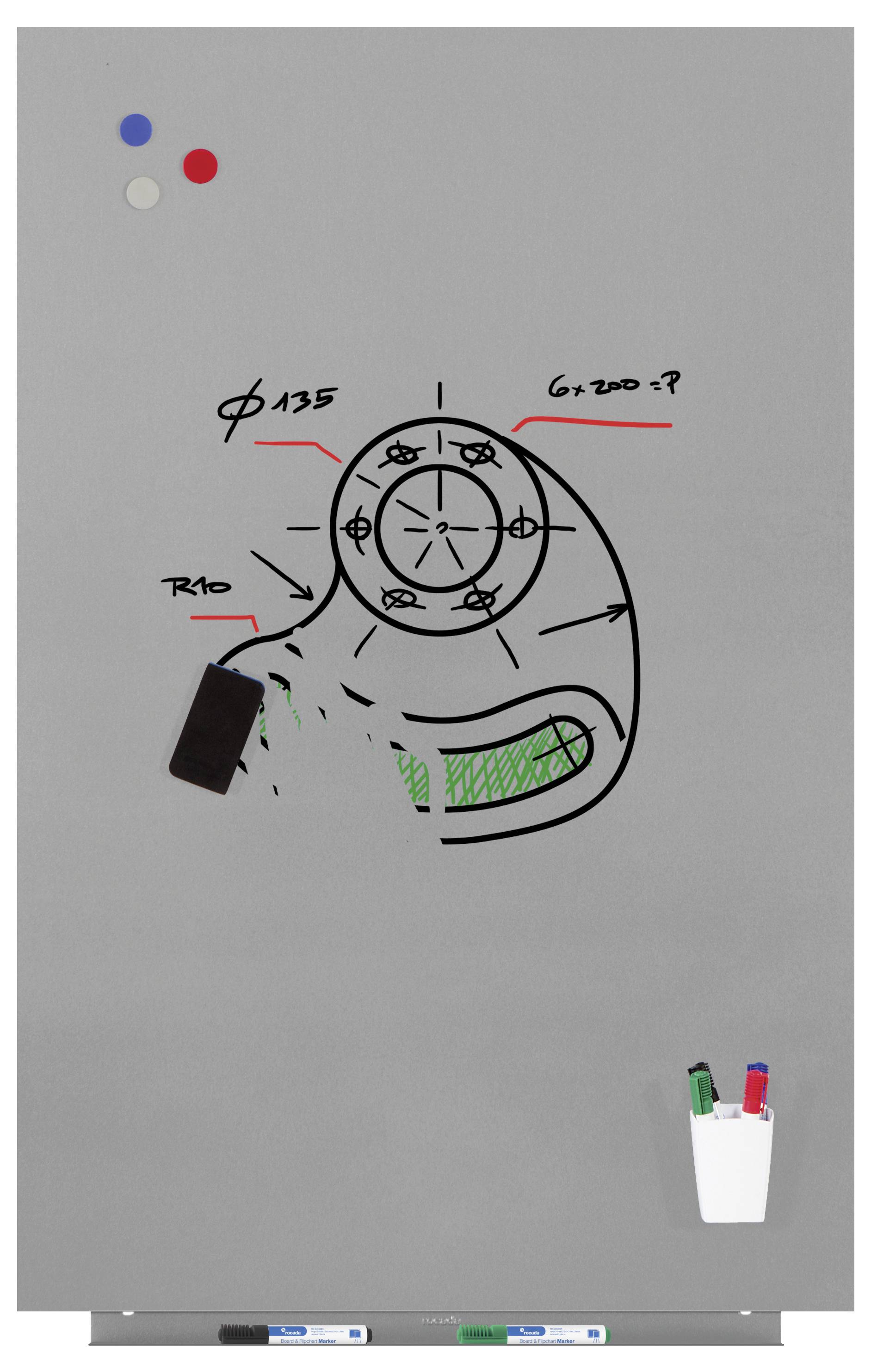 Rocada Whiteboard 6520PRO-9006 (B x H) 115cm x 75cm Grau kunststoffbeschichtet Inkl. Ablageschale, Quer- oder Hochformat