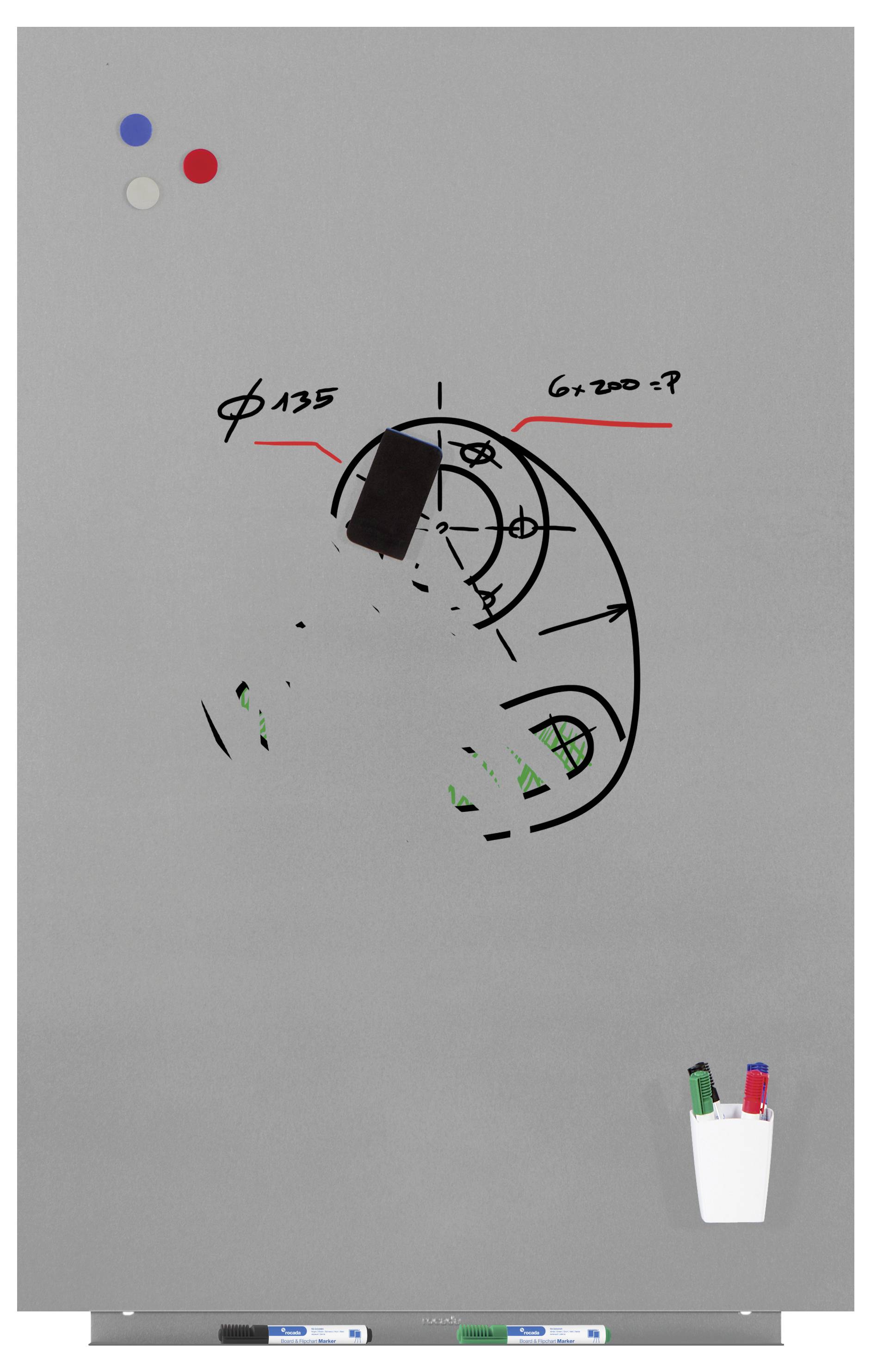 Rocada Whiteboard 6520PRO-9006 (B x H) 115cm x 75cm Grau kunststoffbeschichtet Inkl. Ablageschale, Quer- oder Hochformat
