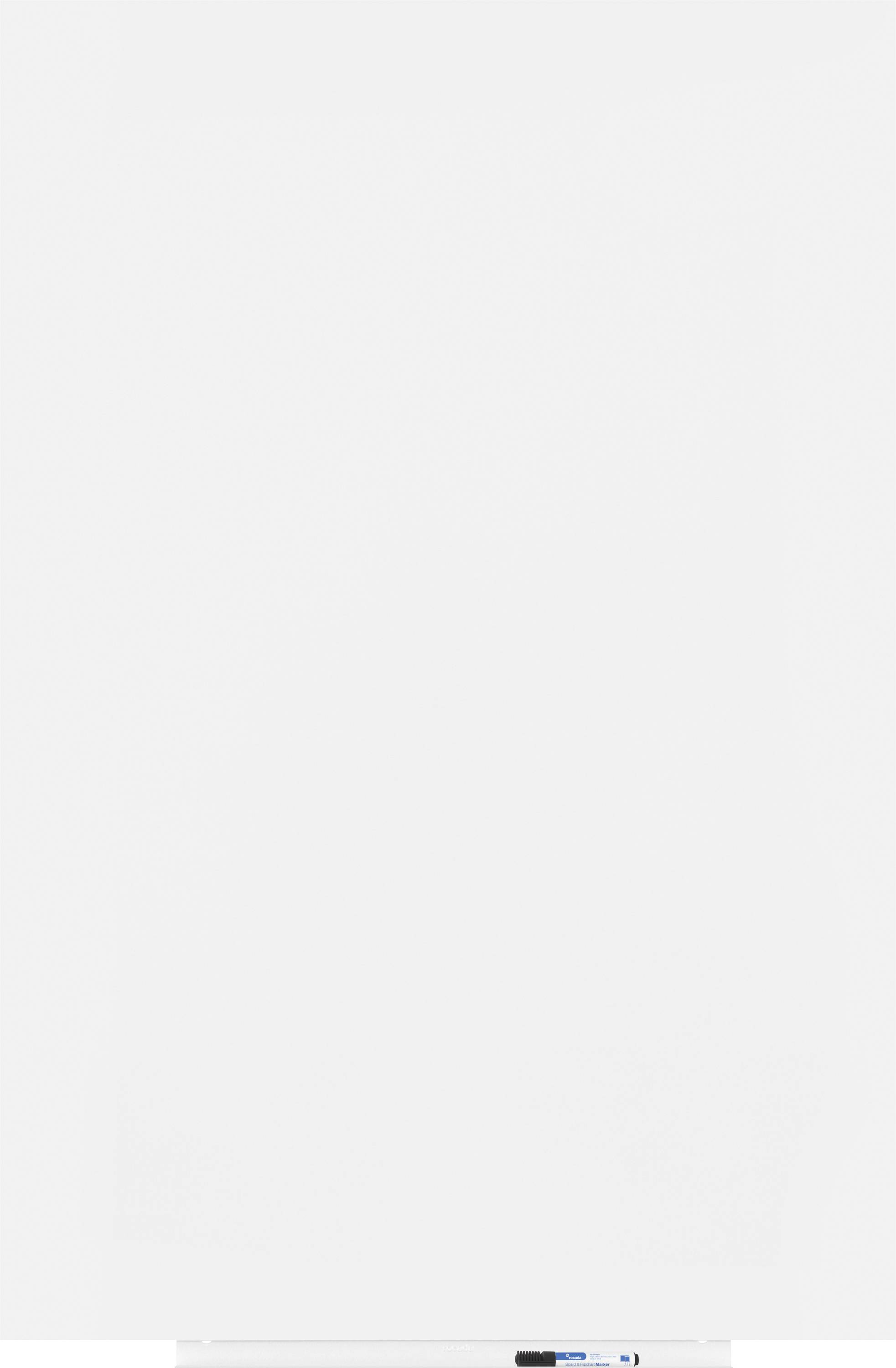 Weiße Tafel mit trocken abwischbarem Marker und Radierer unten befestigt. Ideal für Präsentationen oder Unterricht.