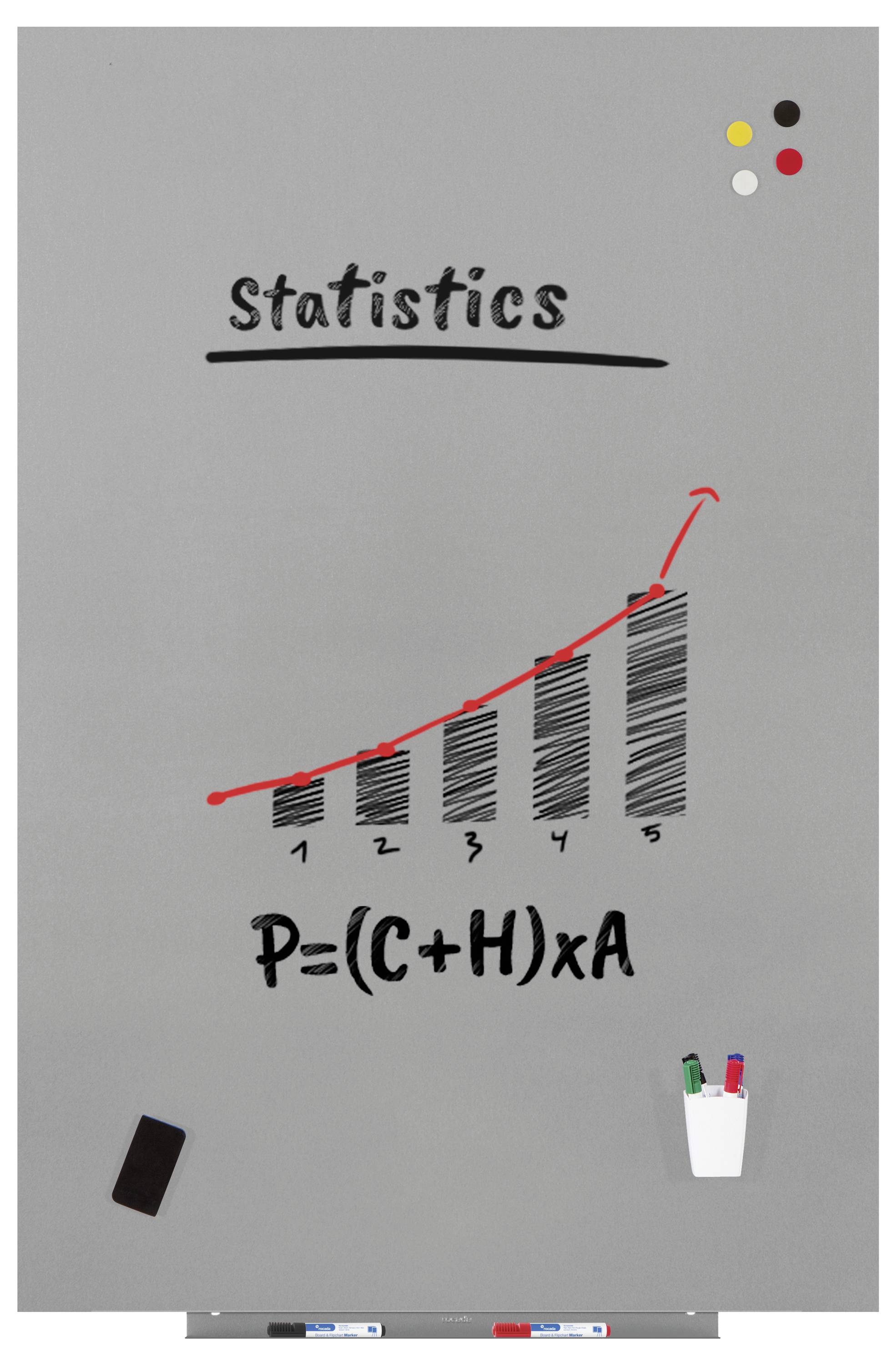 Rocada Whiteboard 6521PRO-9006 (B x H) 150cm x 100cm Grau kunststoffbeschichtet Inkl. Ablageschale, Quer- oder Hochformat