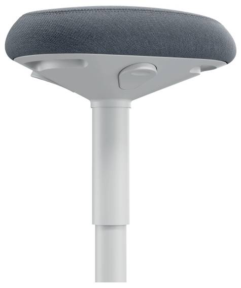 Hocker mit rundem, gepolstertem Sitz und einem höhenverstellbaren Metallgestell, geeignet für ergonomisches Sitzen.