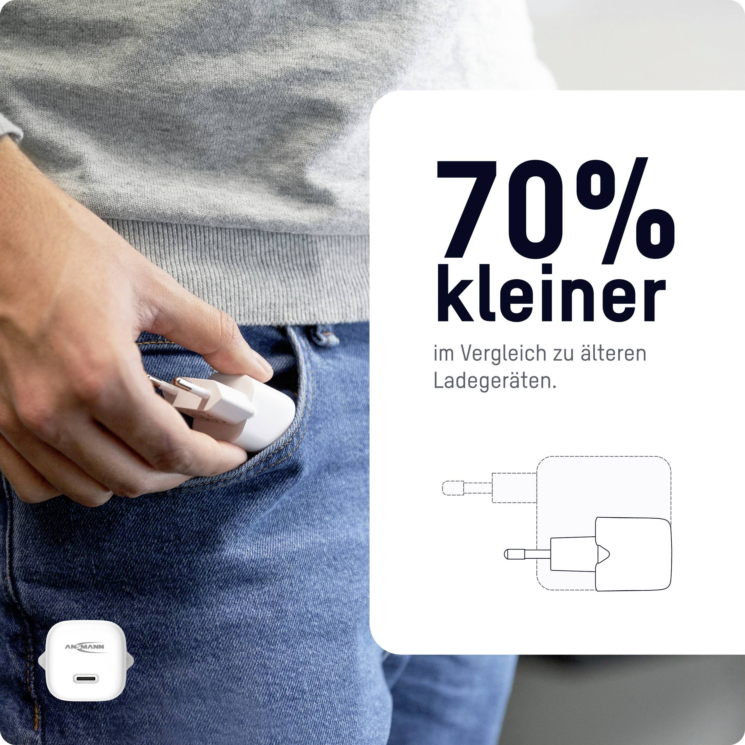 Ansmann HC120PD-mini USB Ladegerät 20W 1x USB-C® Weiß Innenbereich