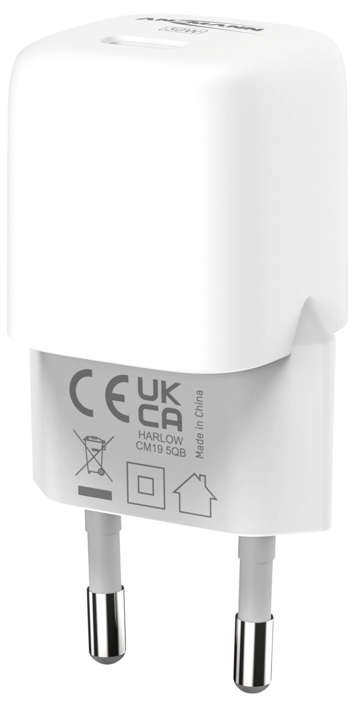 Ansmann Home Charger HC130PD mini USB Ladegerät 30 W 1x USB-C® Weiß Innenbereich