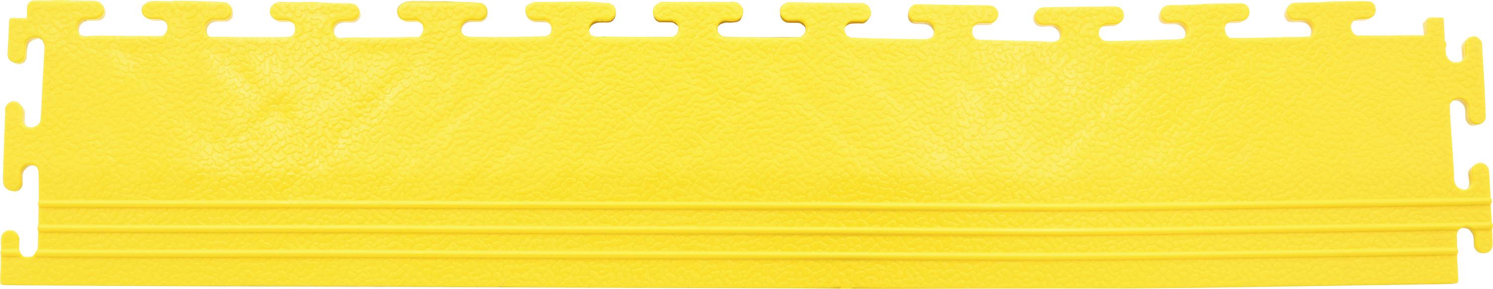Gelbes Kunststoffteil mit rechteckigen Aussparungen an der Oberseite, ähnlich einem modularen Bauelement.