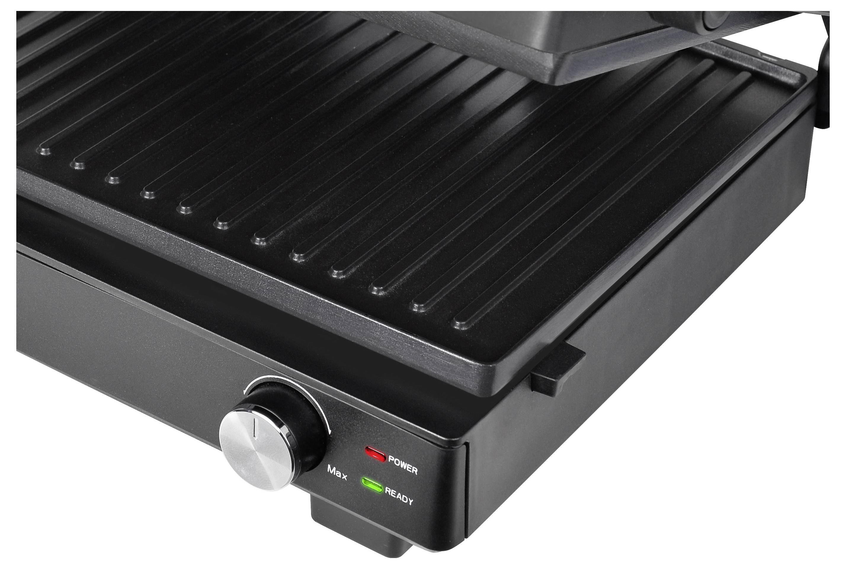BiKitchen grill 200 Elektro Kontaktgrill Kontrollleuchte, klappbar, stufenloser Temperaturregler Schwarz