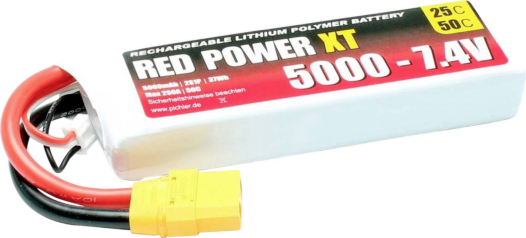 Red Power Modellbau-Akkupack (LiPo) 7.4V 5Ah 25 C Softcase XT90