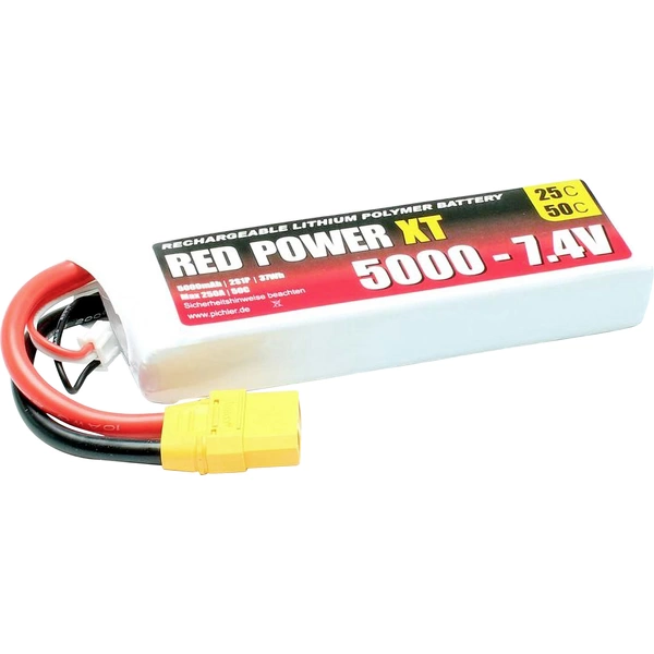 Red Power Modellbau-Akkupack (LiPo) 7.4V 5Ah 25 C Softcase XT90 Red Power Modellbau-Akkupack (LiPo) 7.4V 5Ah 25 C Softcase XT90