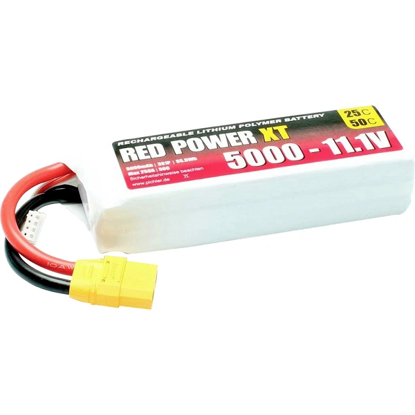 Red Power Modellbau-Akkupack (LiPo) 11.1V 5Ah 25 C Softcase XT90 Red Power Modellbau-Akkupack (LiPo) 11.1V 5Ah 25 C Softcase XT90