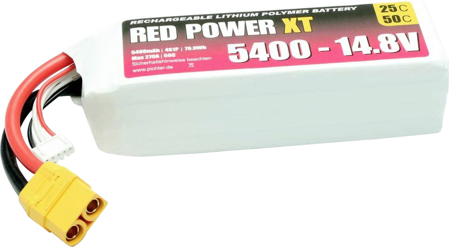 Red Power Modellbau-Akkupack (LiPo) 14.8V 5Ah 25 C Softcase XT90