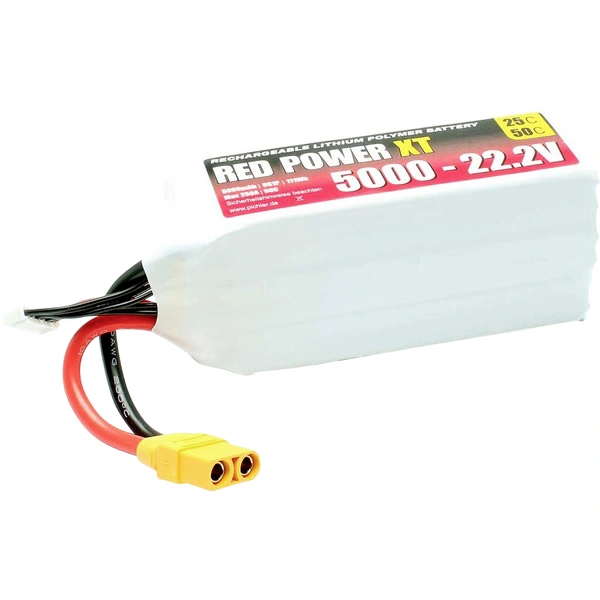 Red Power Modellbau-Akkupack (LiPo) 22.2V 5Ah 25 C Softcase XT90 Red Power Modellbau-Akkupack (LiPo) 22.2V 5Ah 25 C Softcase XT90
