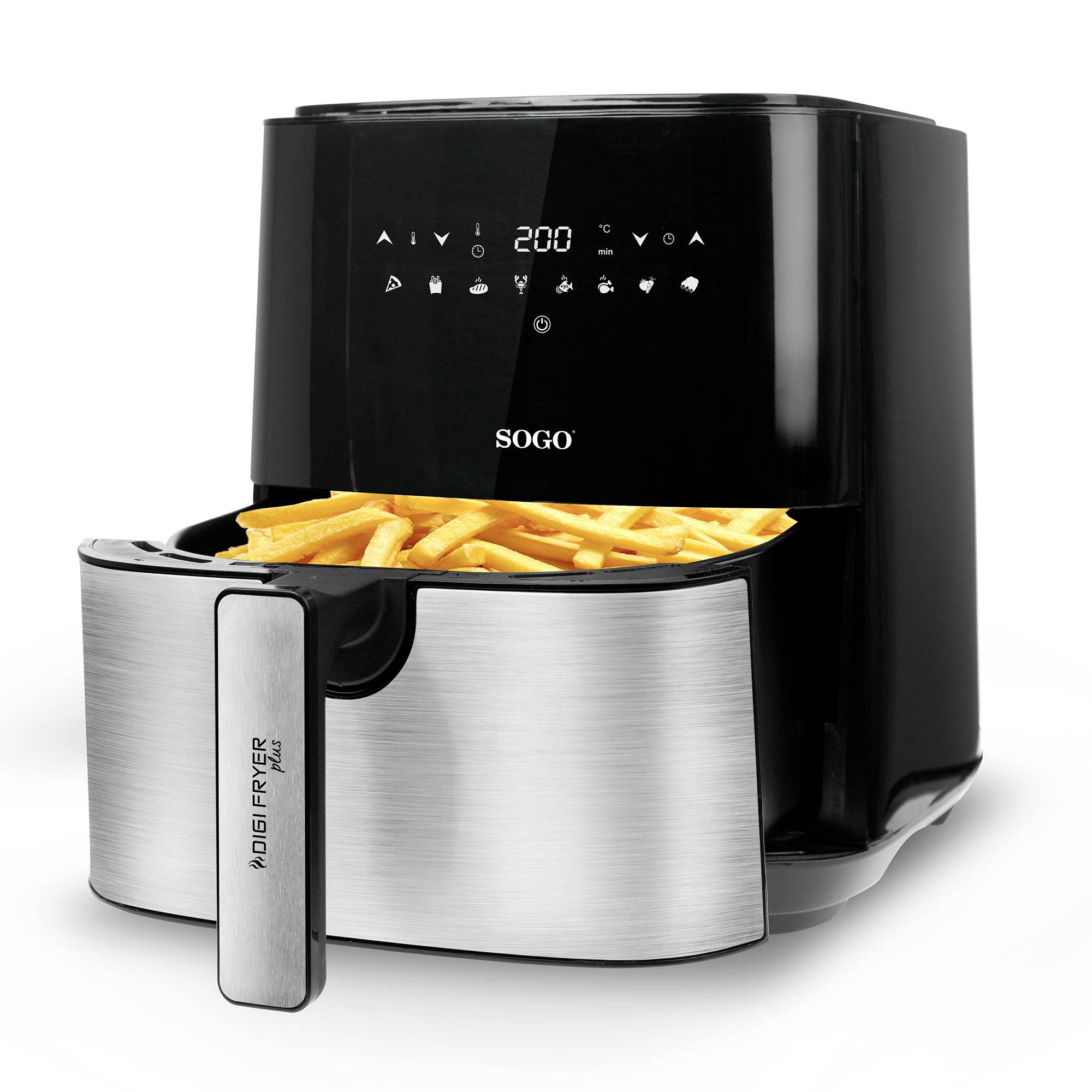 SOGO Human Technology FRE-SS-10830 Heißluft-Fritteuse 5l 1450W Edelstahl, Schwarz