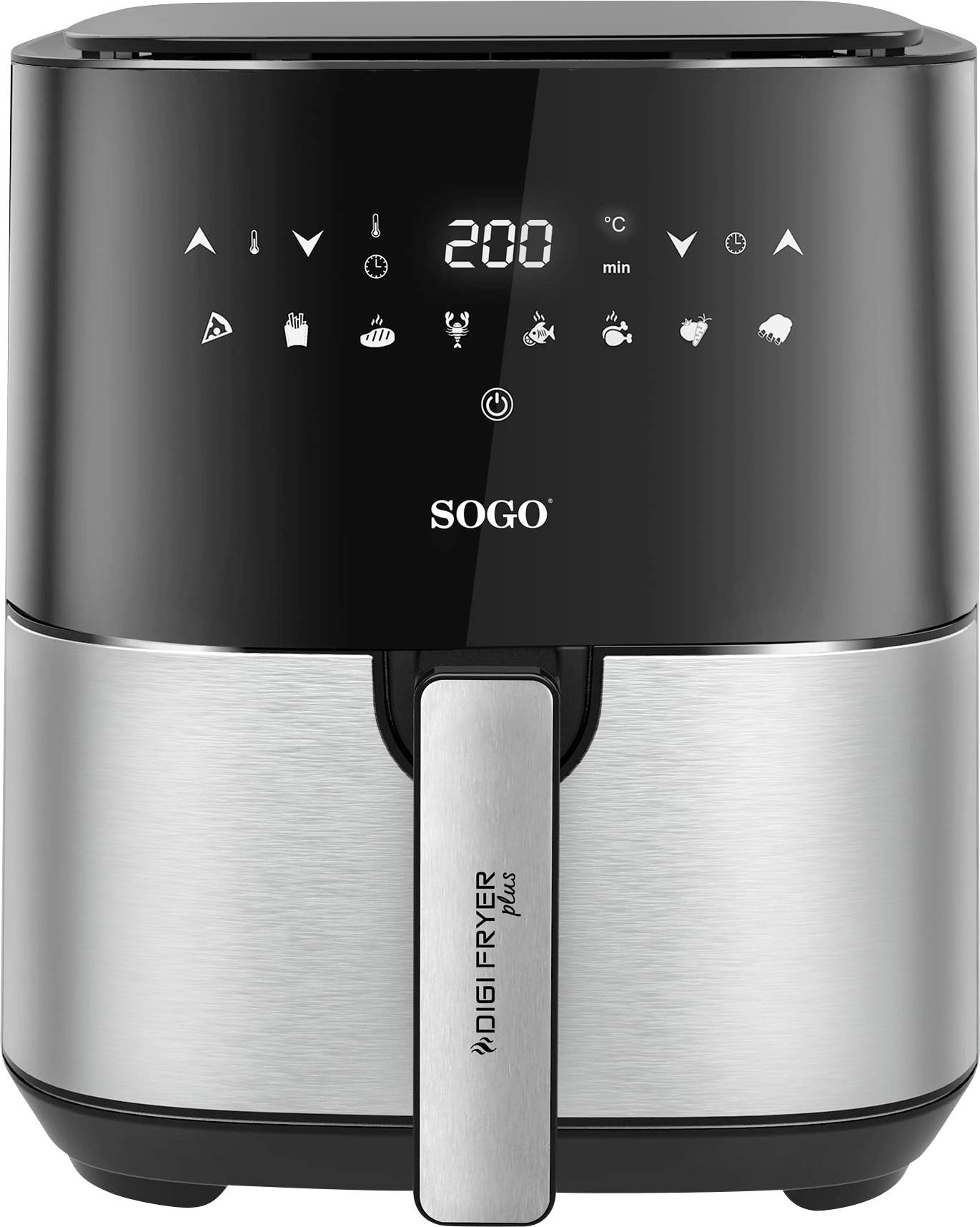 SOGO Human Technology FRE-SS-10830 Heißluft-Fritteuse 5l 1450W Edelstahl, Schwarz