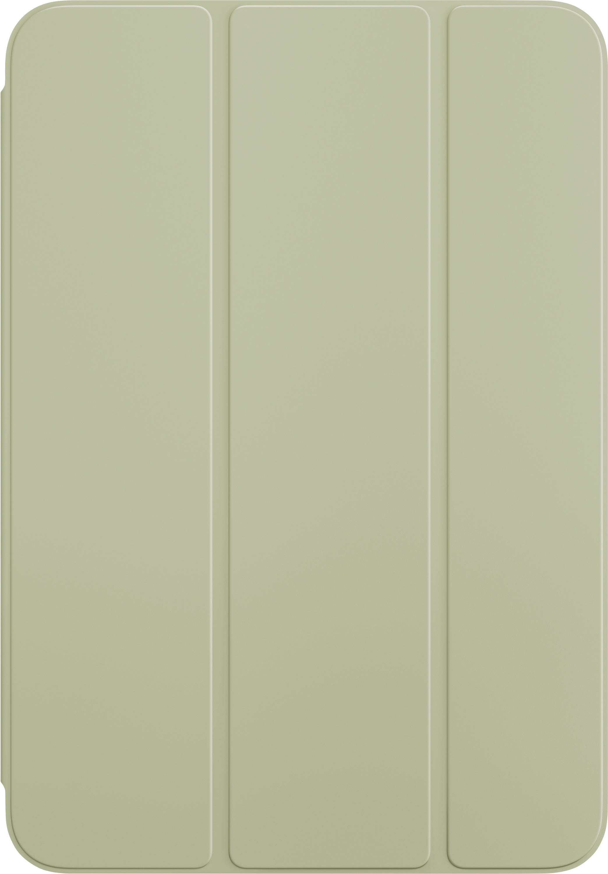 Grüne Tablet-Hülle mit drei gefalteten Abschnitten. Schlichtes, minimalistisches Design.