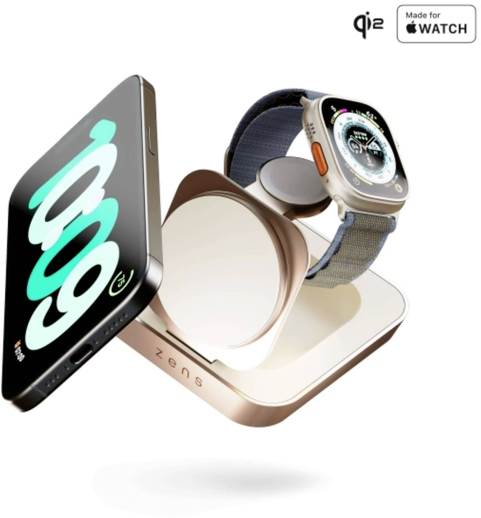 ZENS Induktions-Ladegerät Travel Series 2 in 1 ZEDC28W/00 Ausgänge Induktionslade-Standard Weiß, Kupfer