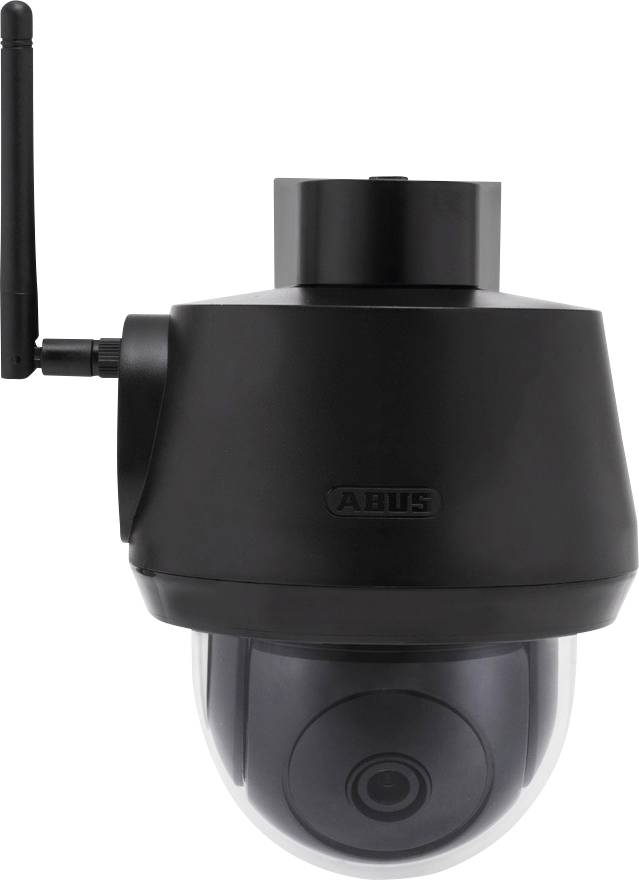 Schwarze Überwachungskamera mit Antenne, geeignet für Sicherheitsüberwachung. Kamera ist in einer Kuppel montiert.