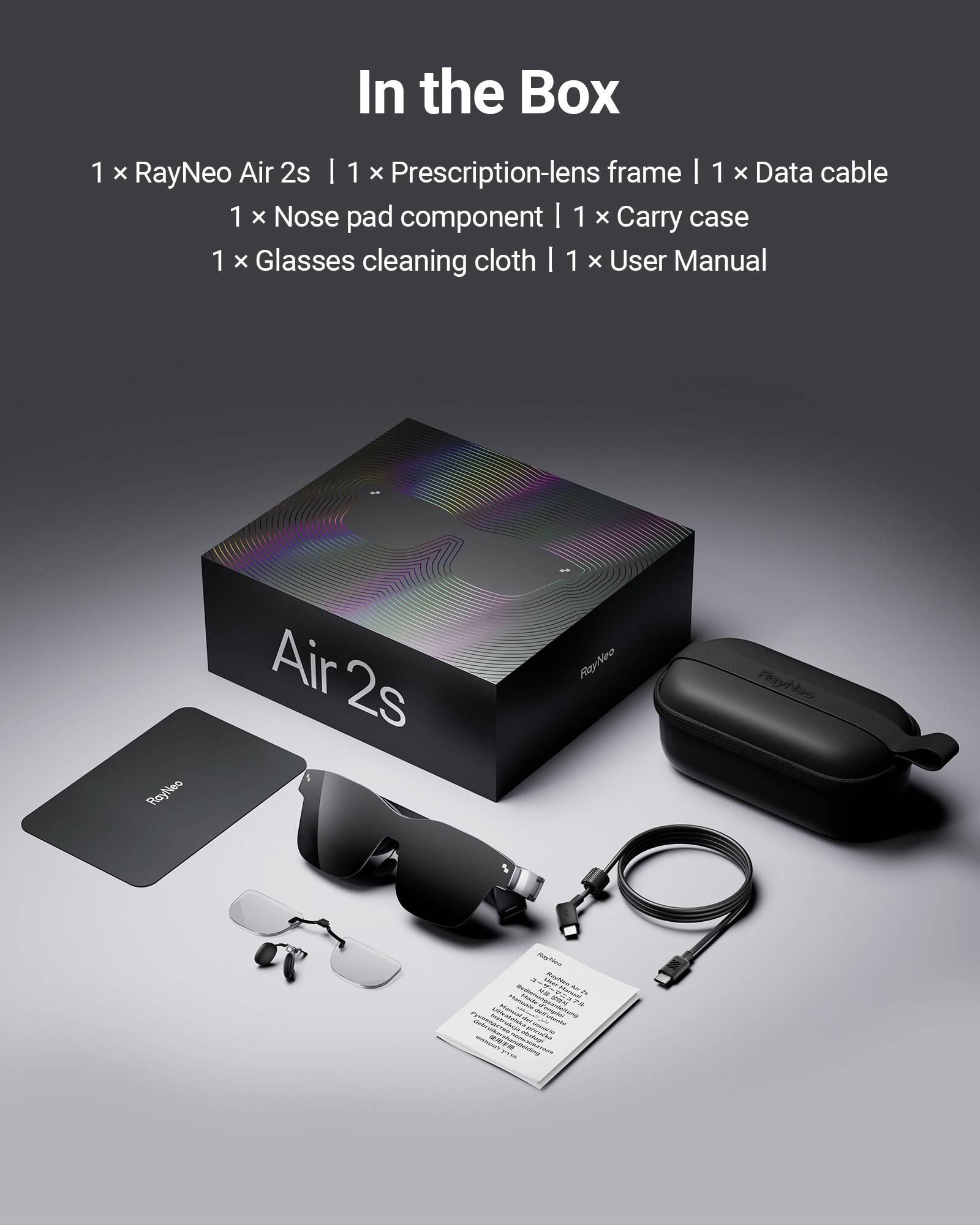 TCL RayNeo Air 2s AR-Brille Schwarz mit integriertem Soundsystem