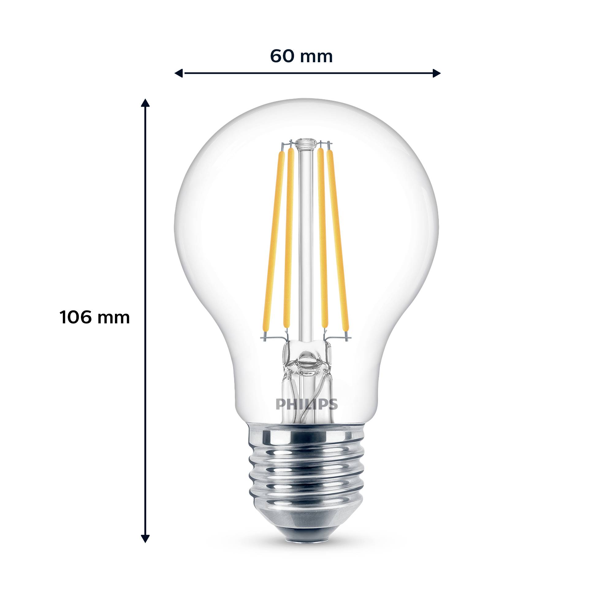 Philips LED 9290018150 LED EEK E (A - G) E27 Glühlampenform 7W = 60W Neutralweiß (Ø x L) 60mm x 106mm Filament 6St.